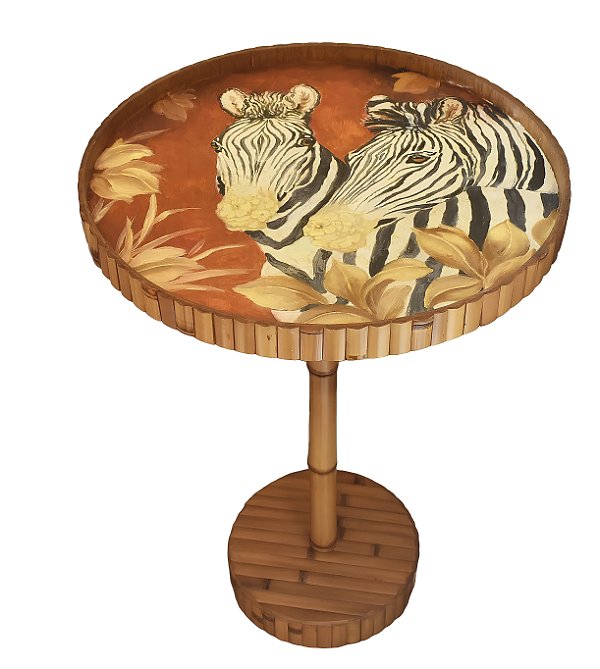 Mesa de apoio M bambu com desenho de zebra