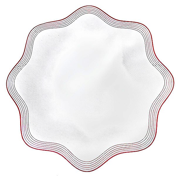 Jogo Americano borda ondulada (pesponto vermelho)