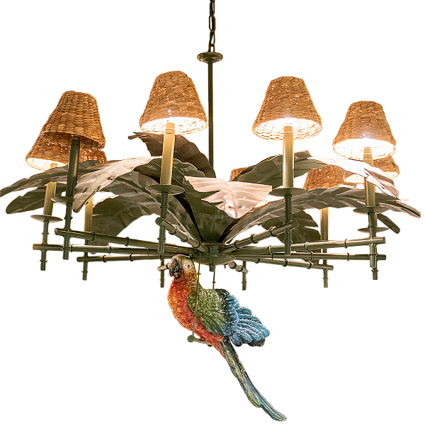 Lustre folha de palmeira com arara Zanatta Casa