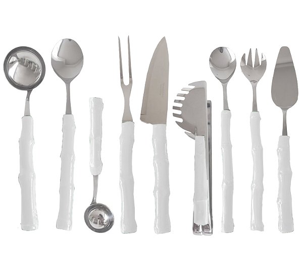 Kit talher servir Bambu Branco simples