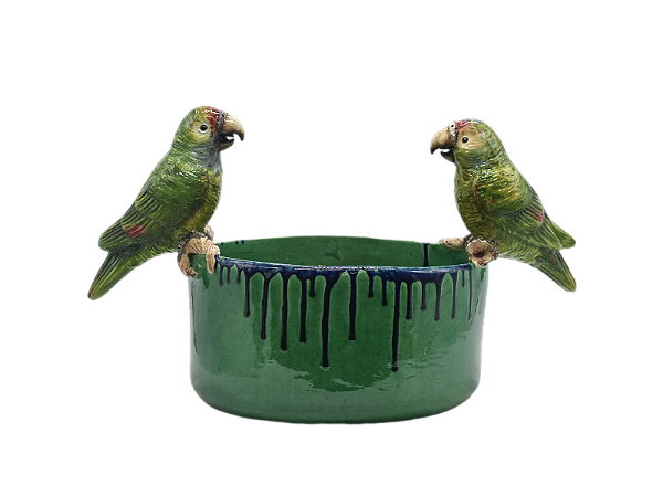 Centro de mesa redondo com dupla de pássaros (47 cm)