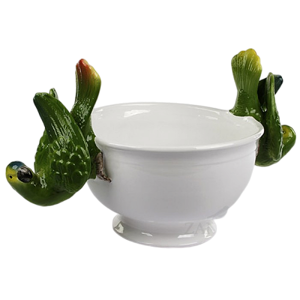 Cachepot branco com dupla de pássaros invertidos M