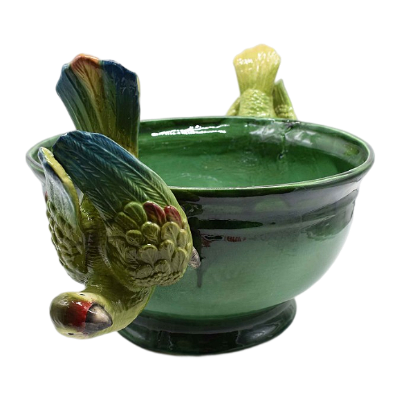 Cachepot G verde orlando com dupla de pássaros invertidos