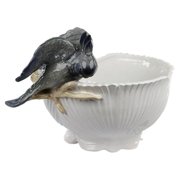 Cachepot palmeira branca G com calopsita azul