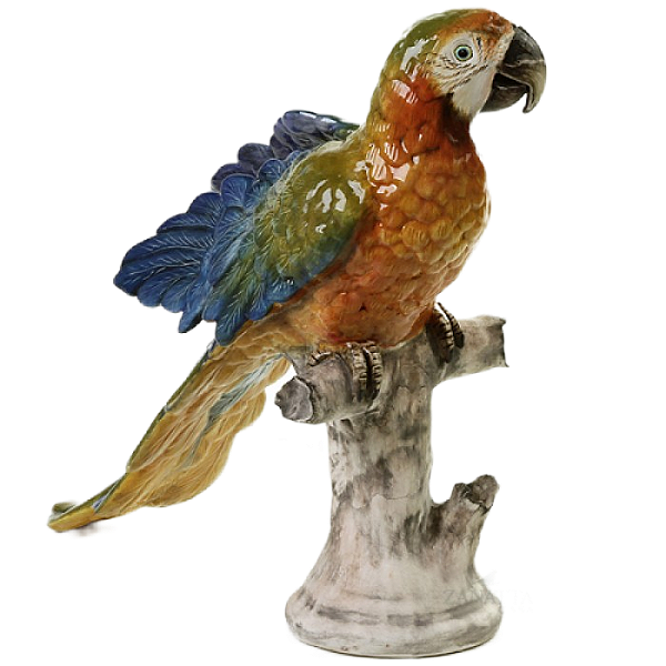 Arara arco-íris no tronco claro (38 cm)