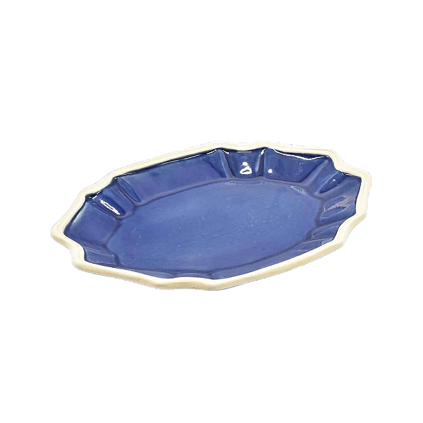 Travessa casual rasa azul denim G (44 cm)