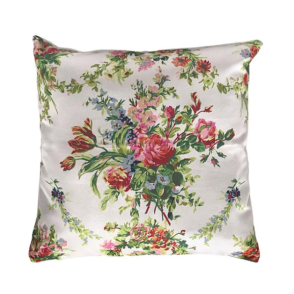 Capa de almofada floral com fundo branco
