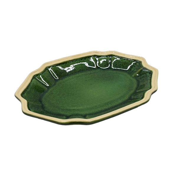 Travessa casual verde rasa P borda faiança (28 x 20 cm)