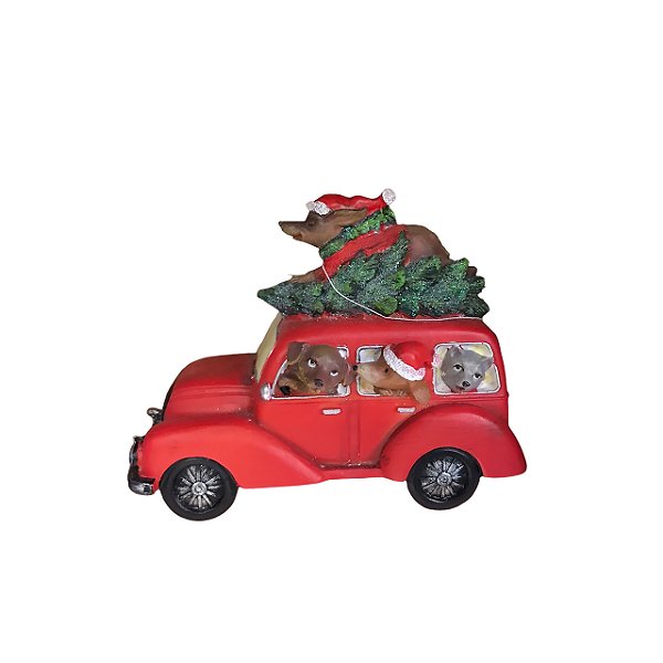 Enfeite de Natal cachorros no carro