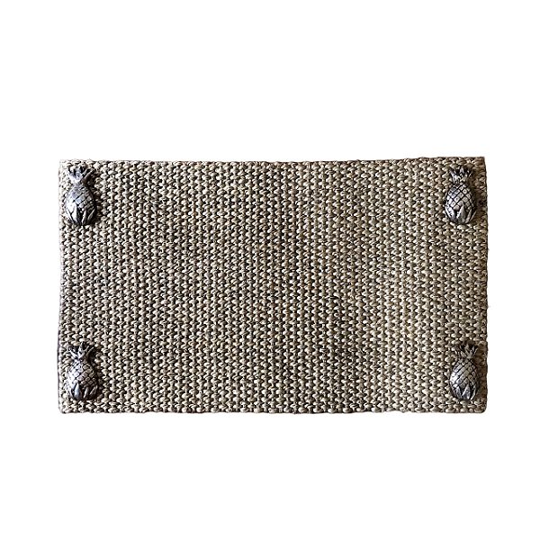 Tapete de porta sisal com detalhe de abacaxi