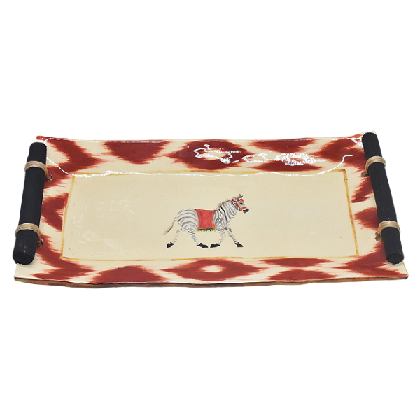 Bandeja retangular ikat com zebra G