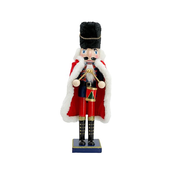 Enfeite de Natal soldadinho de chumbo capa vermelha (38 cm)
