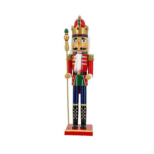 Enfeite de Natal soldadinho de chumbo guarda com coroa (38 cm)