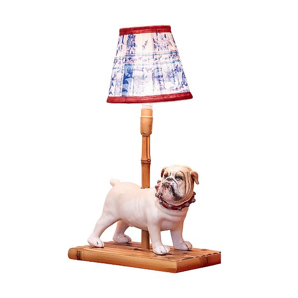 BASE DE ABAJUR CACHORRO BULLDOG INGLÊS CARECA