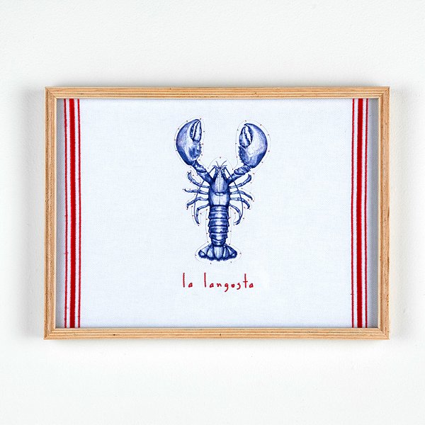 Quadro box bordado Lagosta