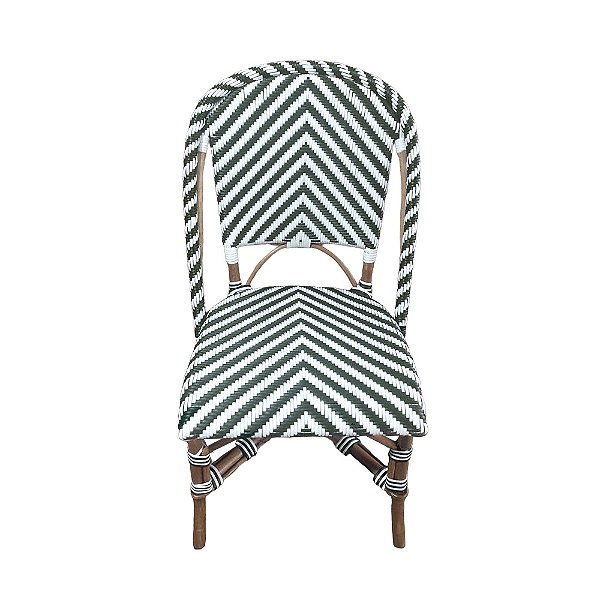 Cadeira bistrô Chevron fibra sintética verde musgo e branco