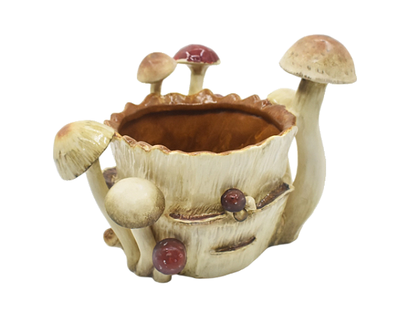 Cachepot tronco P com cogumelos Zanatta Casa (30 cm)