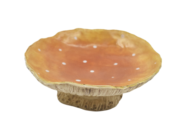 Petisqueira rasa cogumelo amarelo com pé P Zanatta Casa