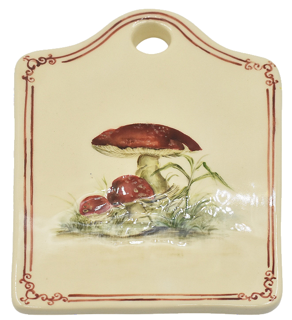Placa de cerâmica com desenho de cogumelos Zanatta Casa