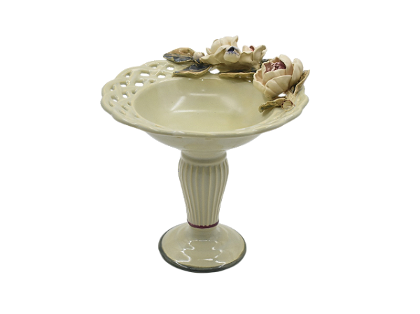 Bowl cestaria vazado Renascence com pé e flores em relevo Zanatta Casa