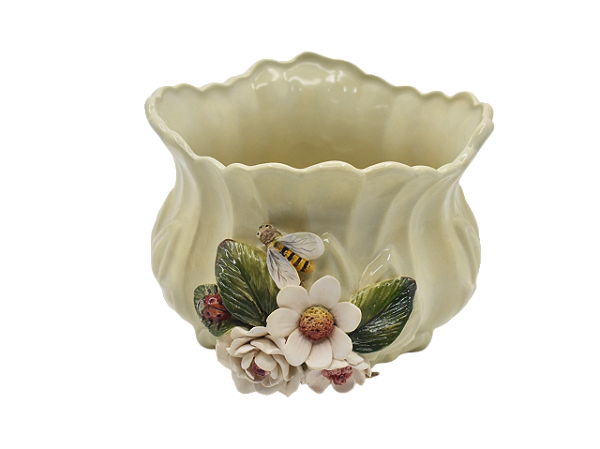 Cachepot antique com relevo de flores e insetos Zanatta Casa