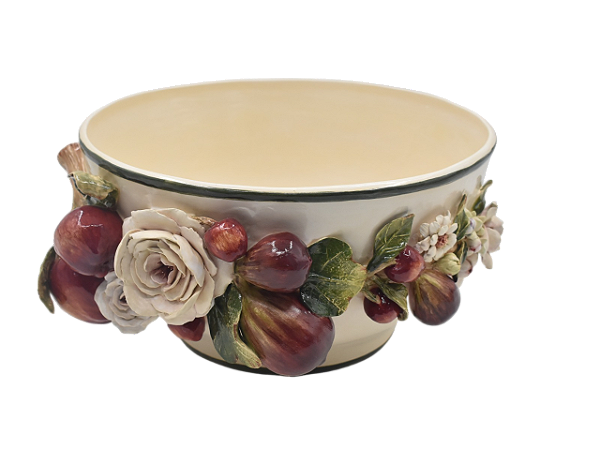 Cachepot Shabby M com aplicação de frutas e flores Zanatta Casa