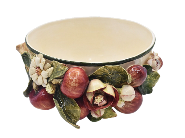 Cachepot Shabby P com aplicação de frutas e flores Zanatta Casa