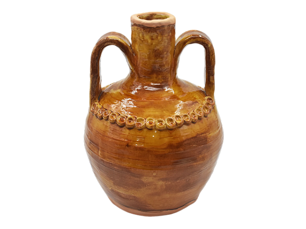 Vaso com alças mostarda e detalhe em relevo Zanatta Casa