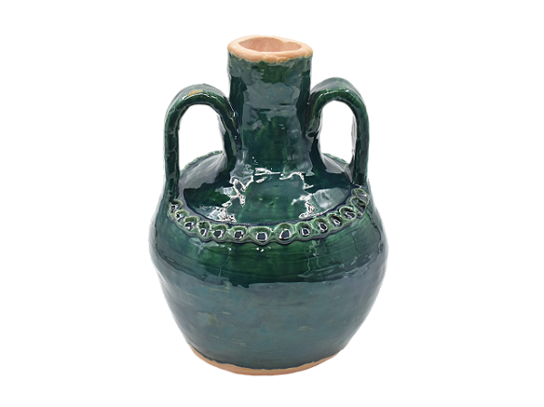 Vaso com alças verde hera e detalhe em relevo Zanatta Casa