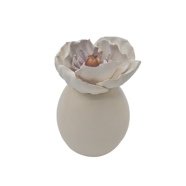 Difusor cabaça branco opaco com rosa P