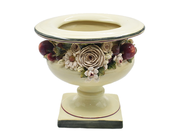 Ânfora G com aplicação de frutas e flores
