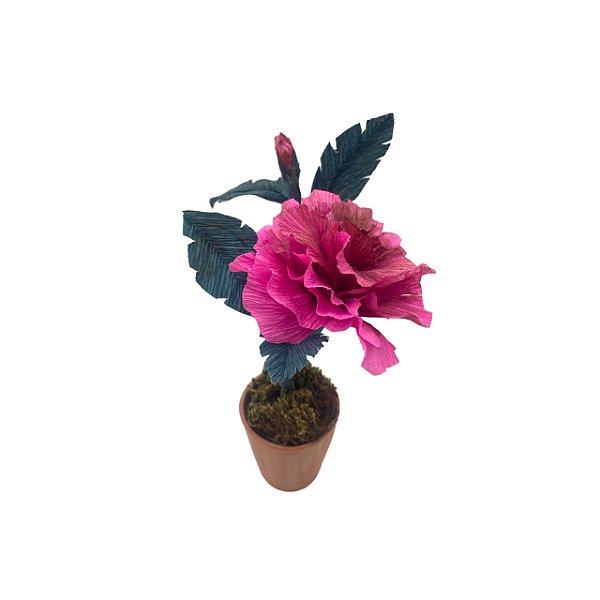 Vaso M com duas peônias rosas de papel
