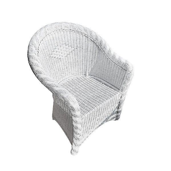 Poltrona branca de junco com saia (sem almofada)