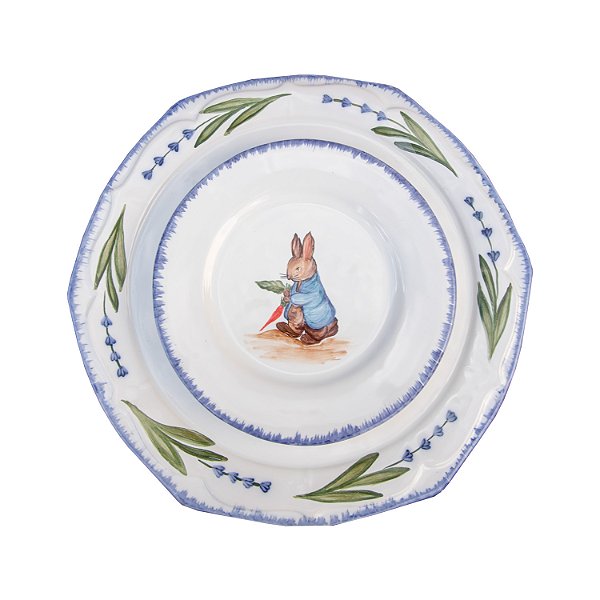 Prato sobremesa Pete Azul e Prato Raso Lavanda