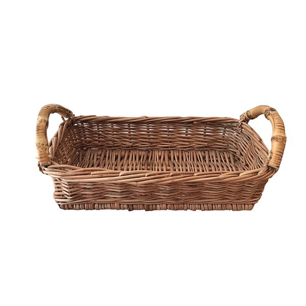Cesta de vime com alça de bambu P