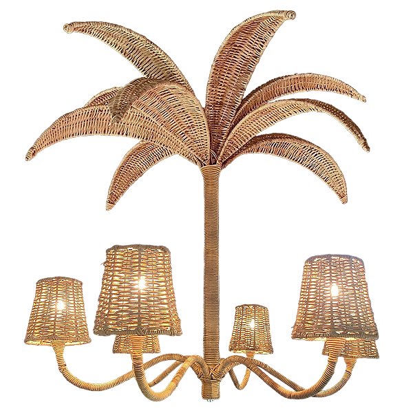 Lustre coqueiro em junco (sem cúpulas)