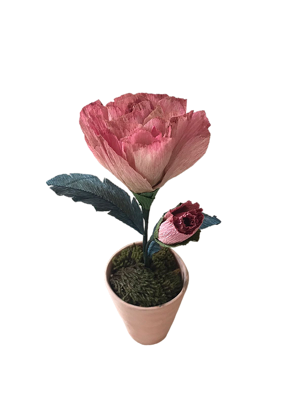 Vaso com peônia dupla de papel (32 cm)