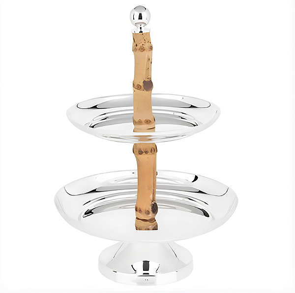 Porta Petit fours de Prata com Bambu g