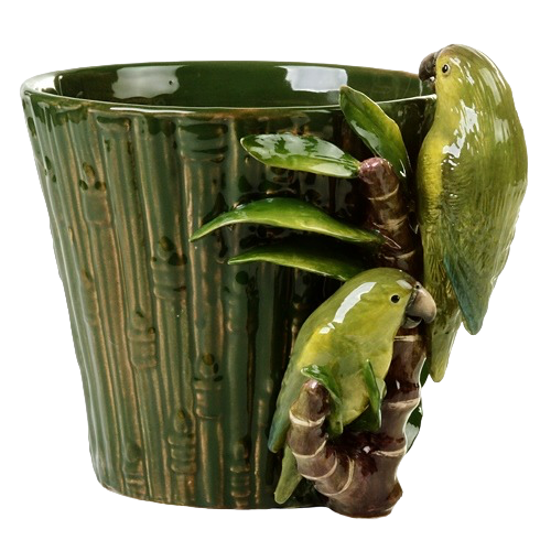 Cachepot G relevo de bambu com casal de tuim