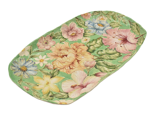 Travessa retangular amassada verde M Chita Maria (45 cm)