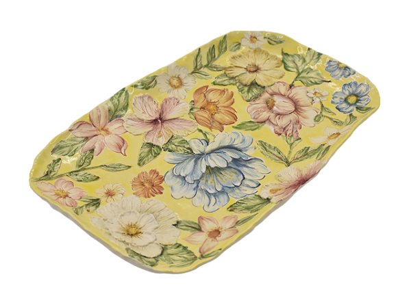 Travessa retangular amassada amarela P Chita Maria (36 cm)