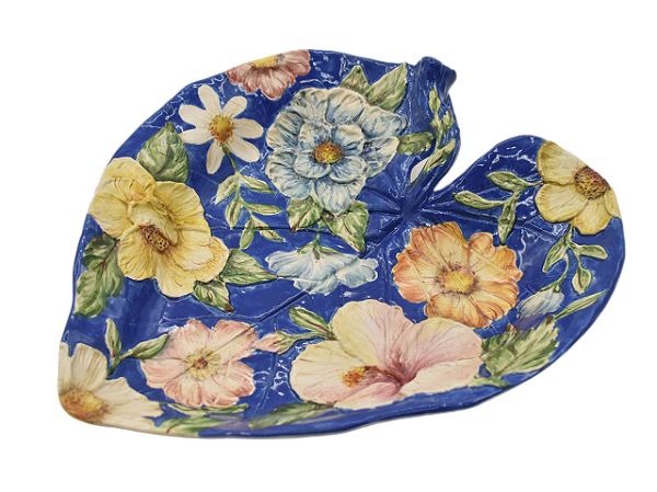 Travessa folha coração azul M Chita Maria (29 cm)
