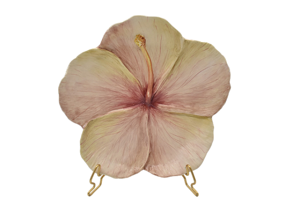 Mini petisqueira de hibisco com pé