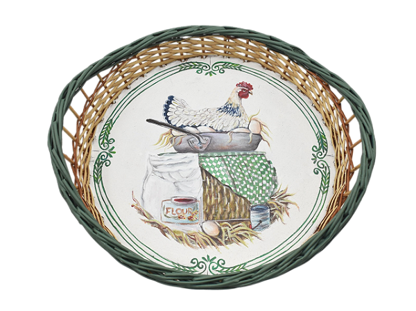 Cesta de vime galinha borda verde M