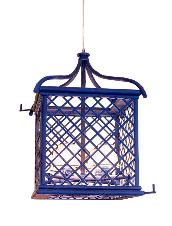 Lustre gaiola treliça G azul