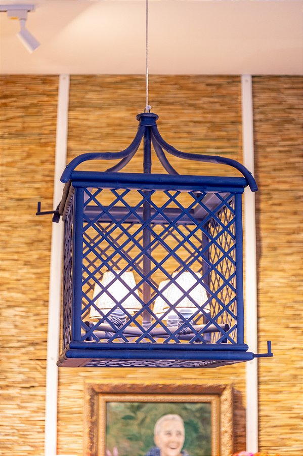 Lustre gaiola treliça G azul