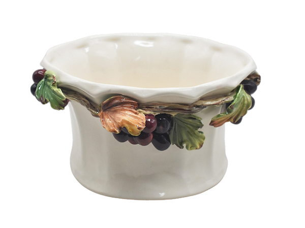 Mini cachepot oval canelado com aplicação de uvas