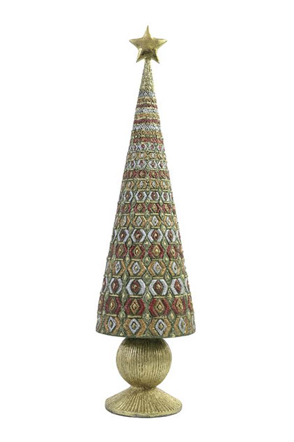 Árvore de natal decorativa Luxury dourada e verde (43 cm)