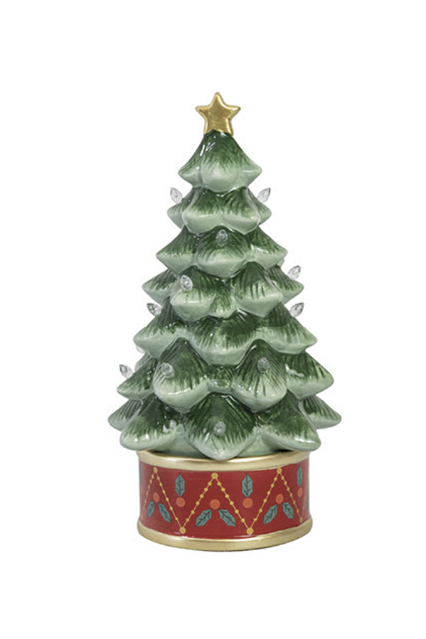 Mini árvore de natal em resina com luzinhas (25,6 cm)