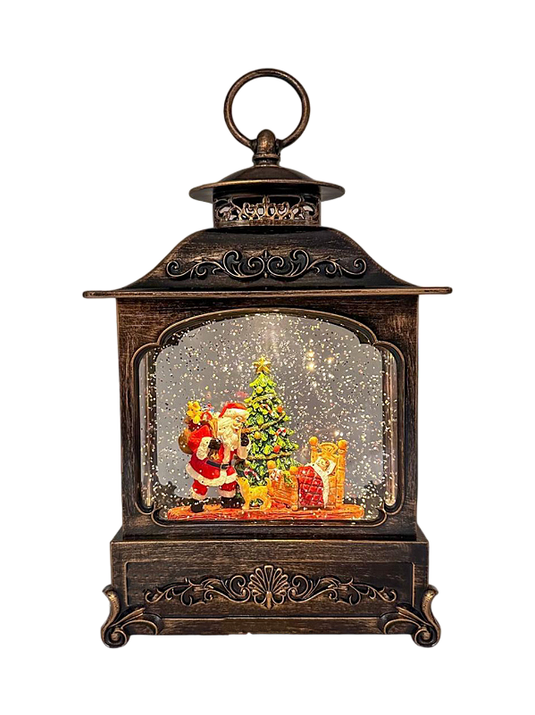 Brinquedo de Natal Lanterna com Papai Noel e árvore